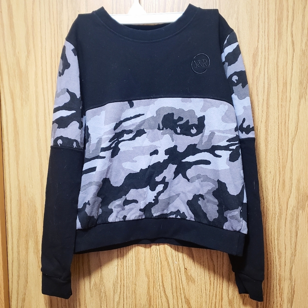 Young & Reckless Camo Cropped Sweater